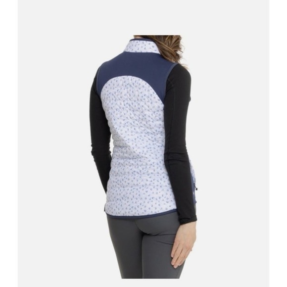 Peter Millar Fuse Hybrid Vest Medium Tossed Paisley White/Navy zippered NWT $225 - Picture 4 of 12